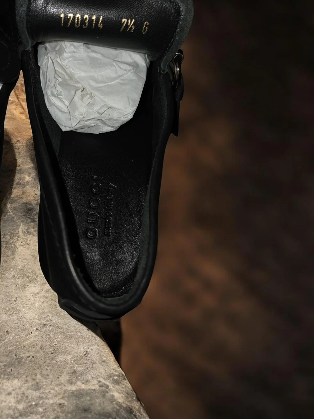 Gucci Black Leather Slip-On Loafers